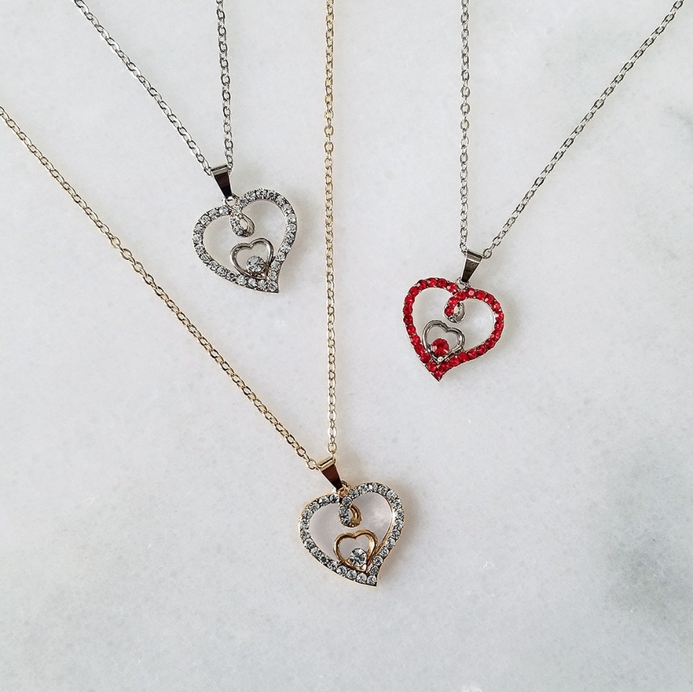 Silver Double Heart Necklace